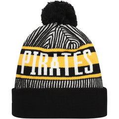 Pittsburgh Pirates New Era Striped Cuffed Knit Hat with Pom for sale