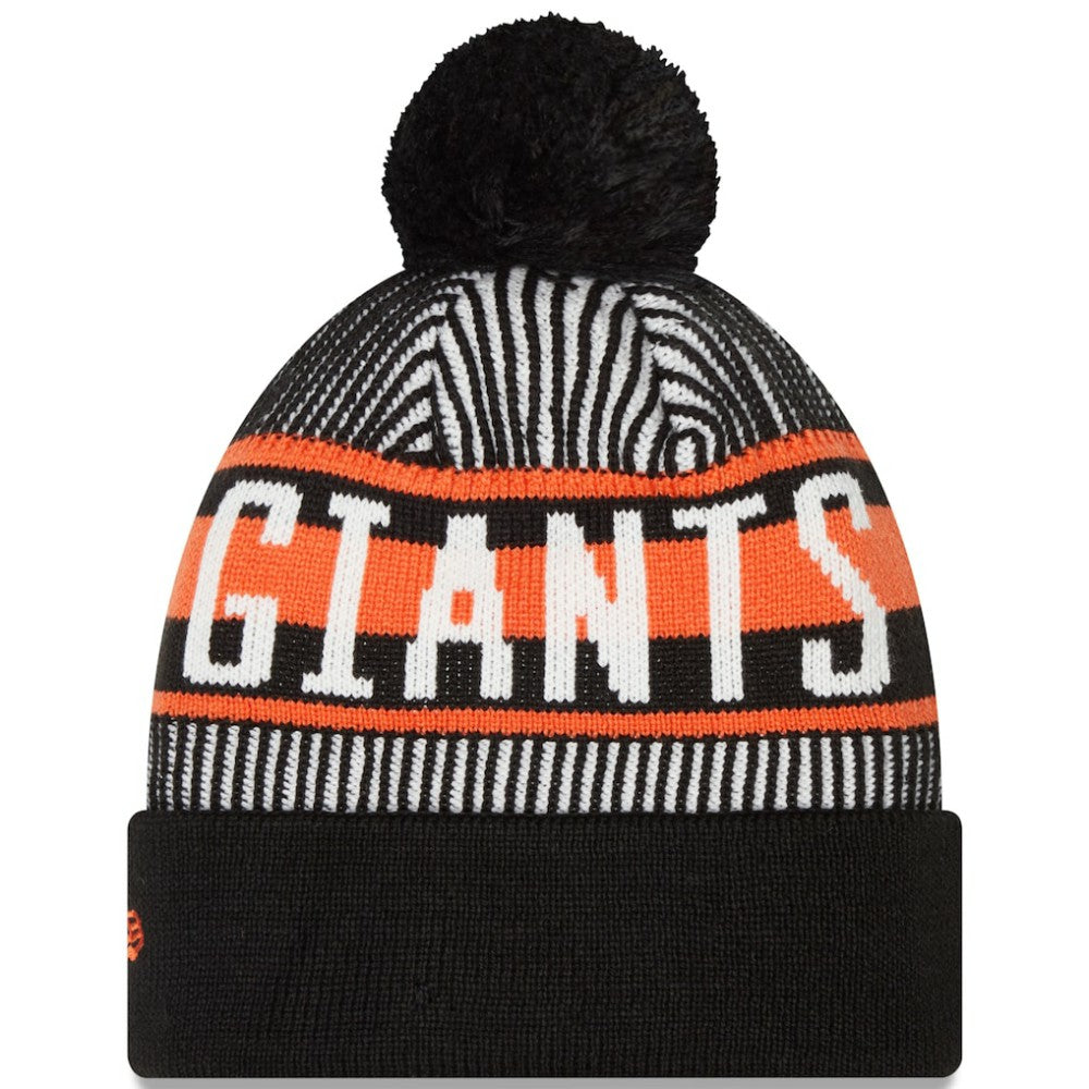 San Francisco Giants New Era Striped Cuffed Knit Hat with Pom for sale