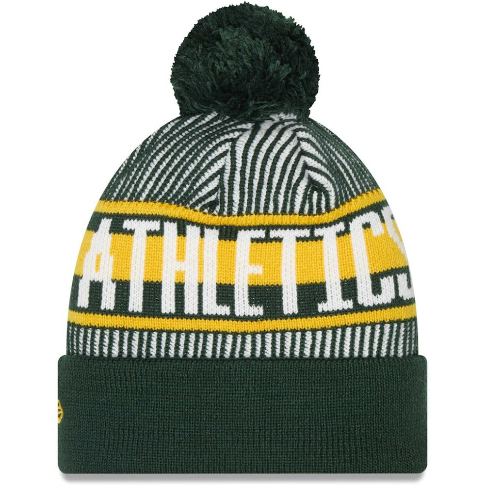 Athletics New Era Striped Cuffed Knit Hat with Pom Online