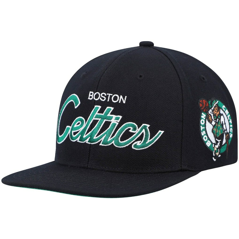 Mitchell & Ness - Boston Celtics Hardwood Classics Script 2.0 Snapback Hat - Black