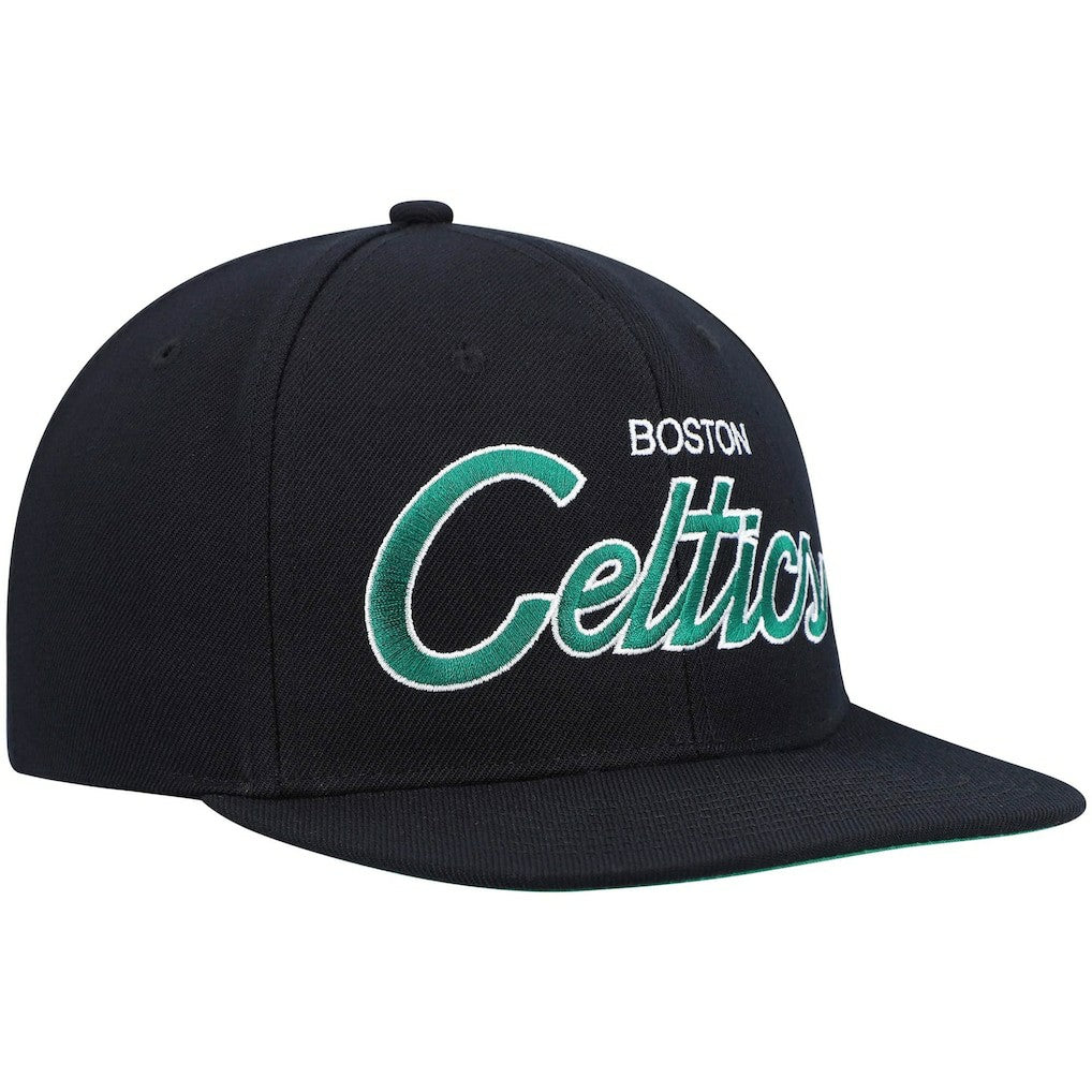 Mitchell & Ness - Boston Celtics Hardwood Classics Script 2.0 Snapback Hat - Black