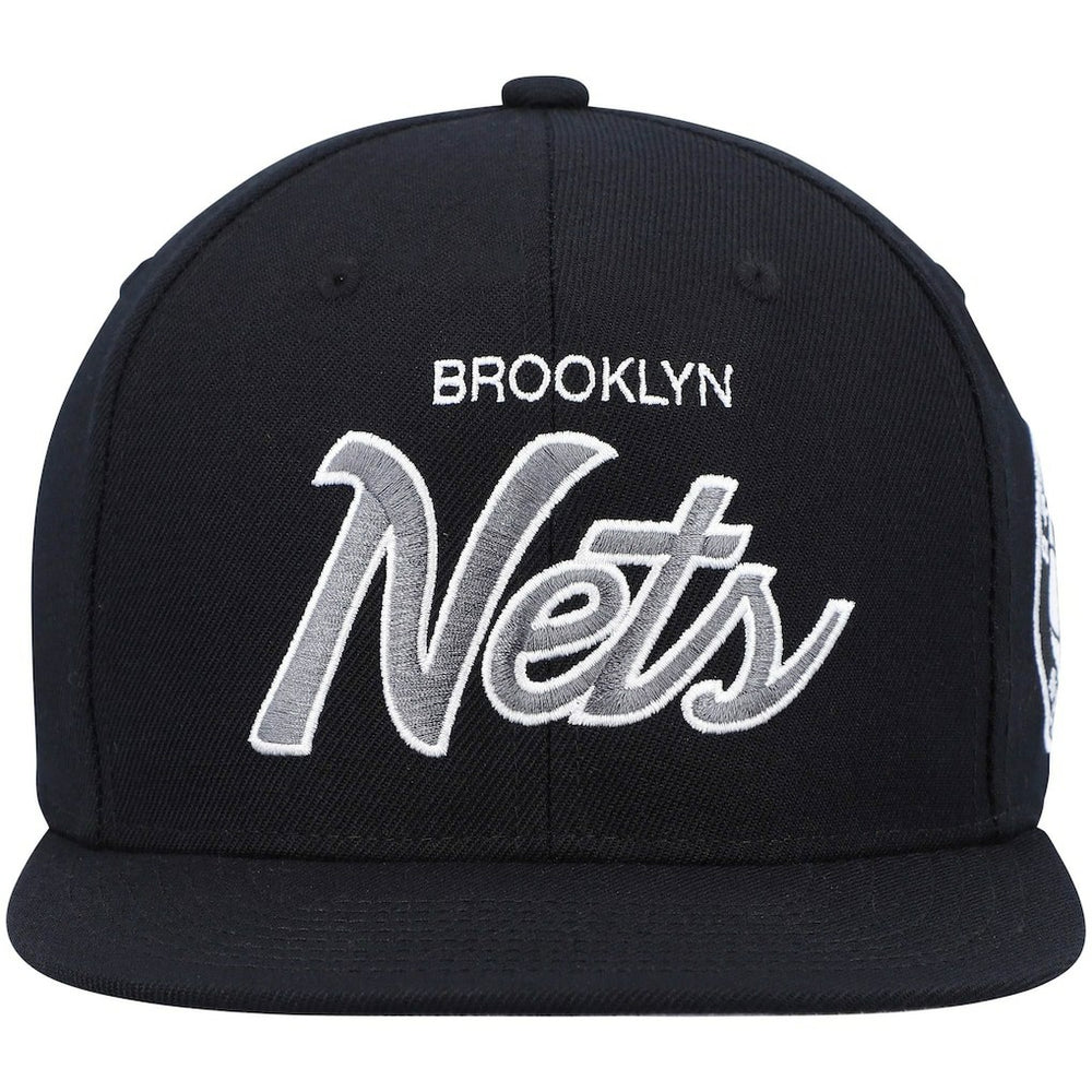 Mitchell & Ness - Brooklyn Nets Hardwood Classics Script 2.0 Snapback Hat - Black