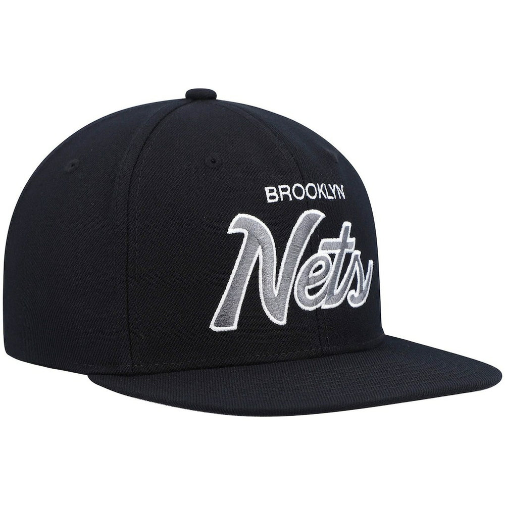 Mitchell & Ness - Brooklyn Nets Hardwood Classics Script 2.0 Snapback Hat - Black