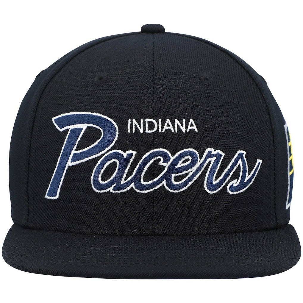 Mitchell & Ness - Indiana Pacers Hardwood Classics Script 2.0 Snapback Hat - Black