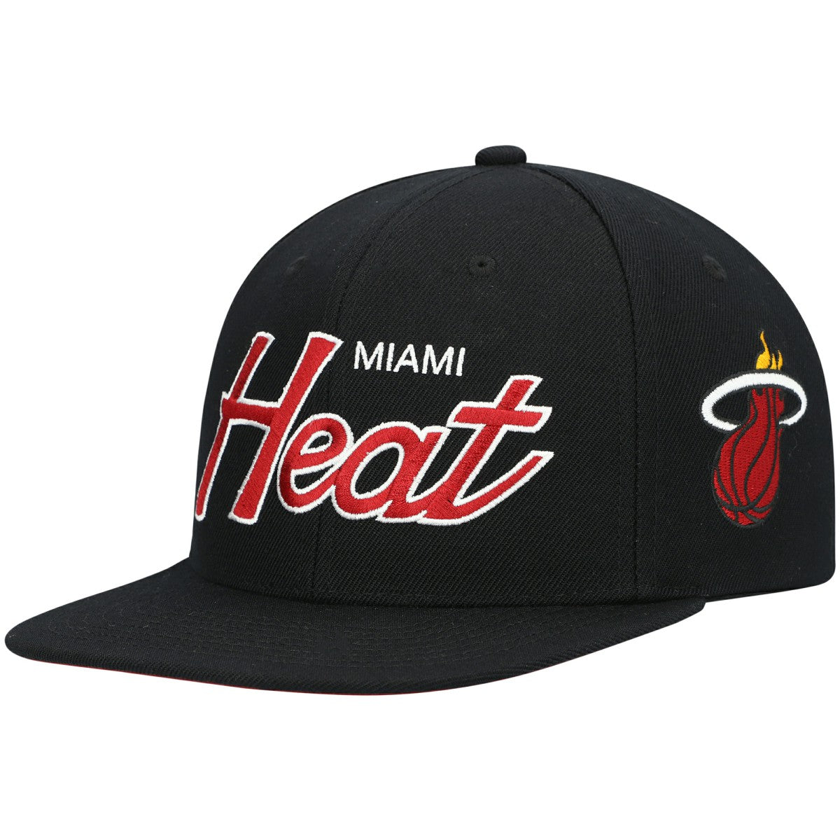 Mitchell & Ness - Miami Heat Hardwood Classics Script 2.0 Snapback Hat - Black