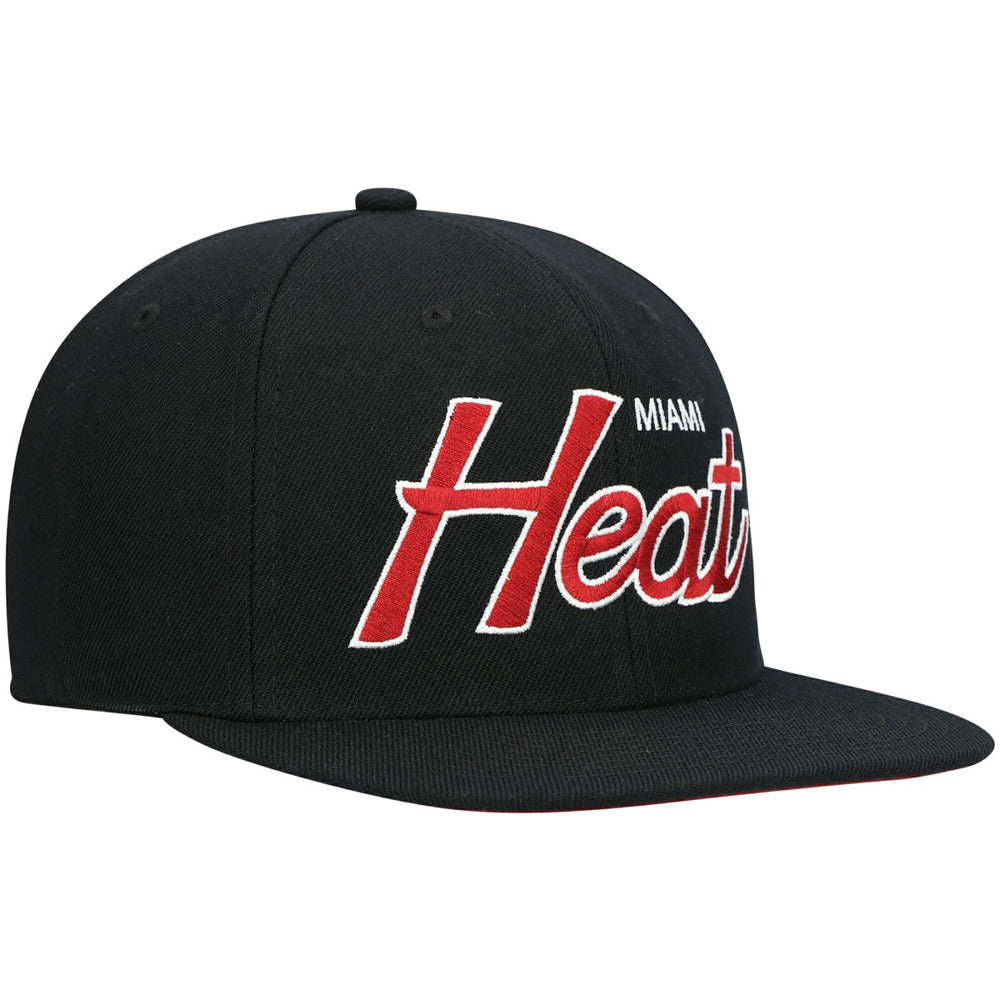 Mitchell & Ness - Miami Heat Hardwood Classics Script 2.0 Snapback Hat - Black