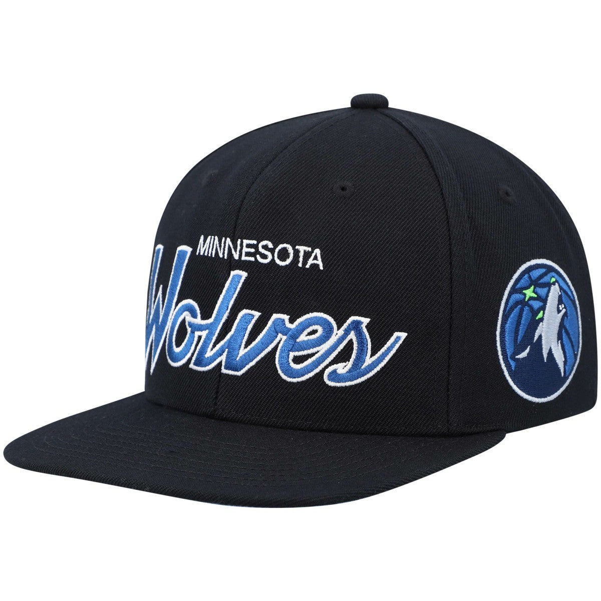 Mitchell & Ness - Minnesota Timberwolves Hardwood Classics Script 2.0 Snapback Hat - Black