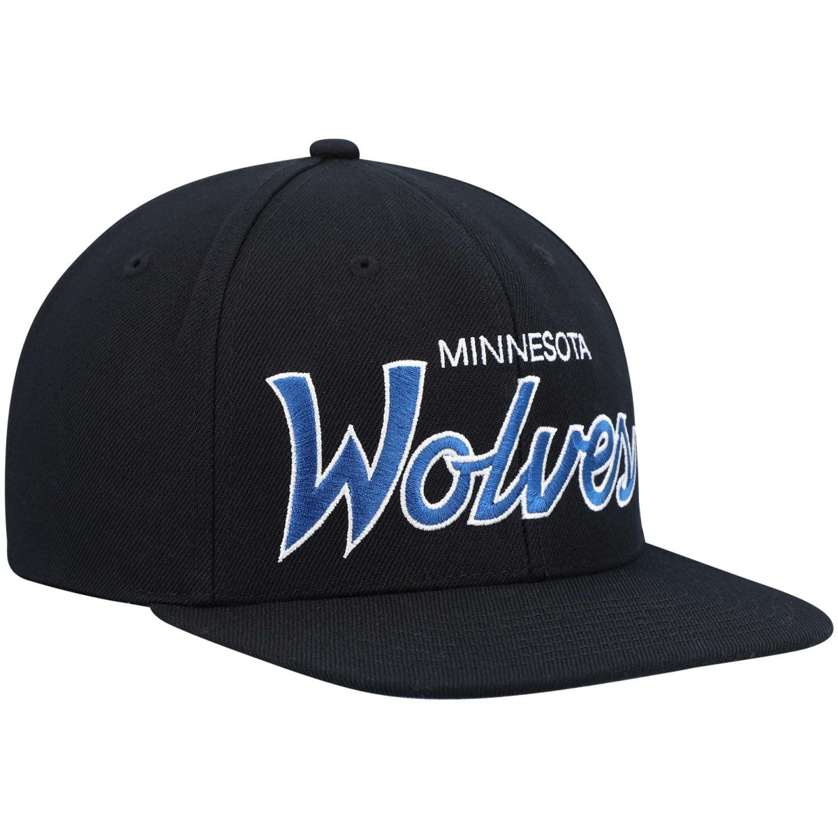 Mitchell & Ness - Minnesota Timberwolves Hardwood Classics Script 2.0 Snapback Hat - Black