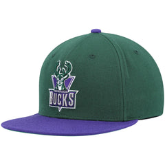 Mitchell & Ness - Milwaukee Bucks Hardwood Classics Team Two-Tone 2.0 Snapback Hat - Green/Purple
