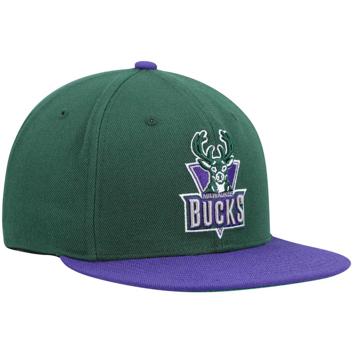 Mitchell & Ness - Milwaukee Bucks Hardwood Classics Team Two-Tone 2.0 Snapback Hat - Green/Purple