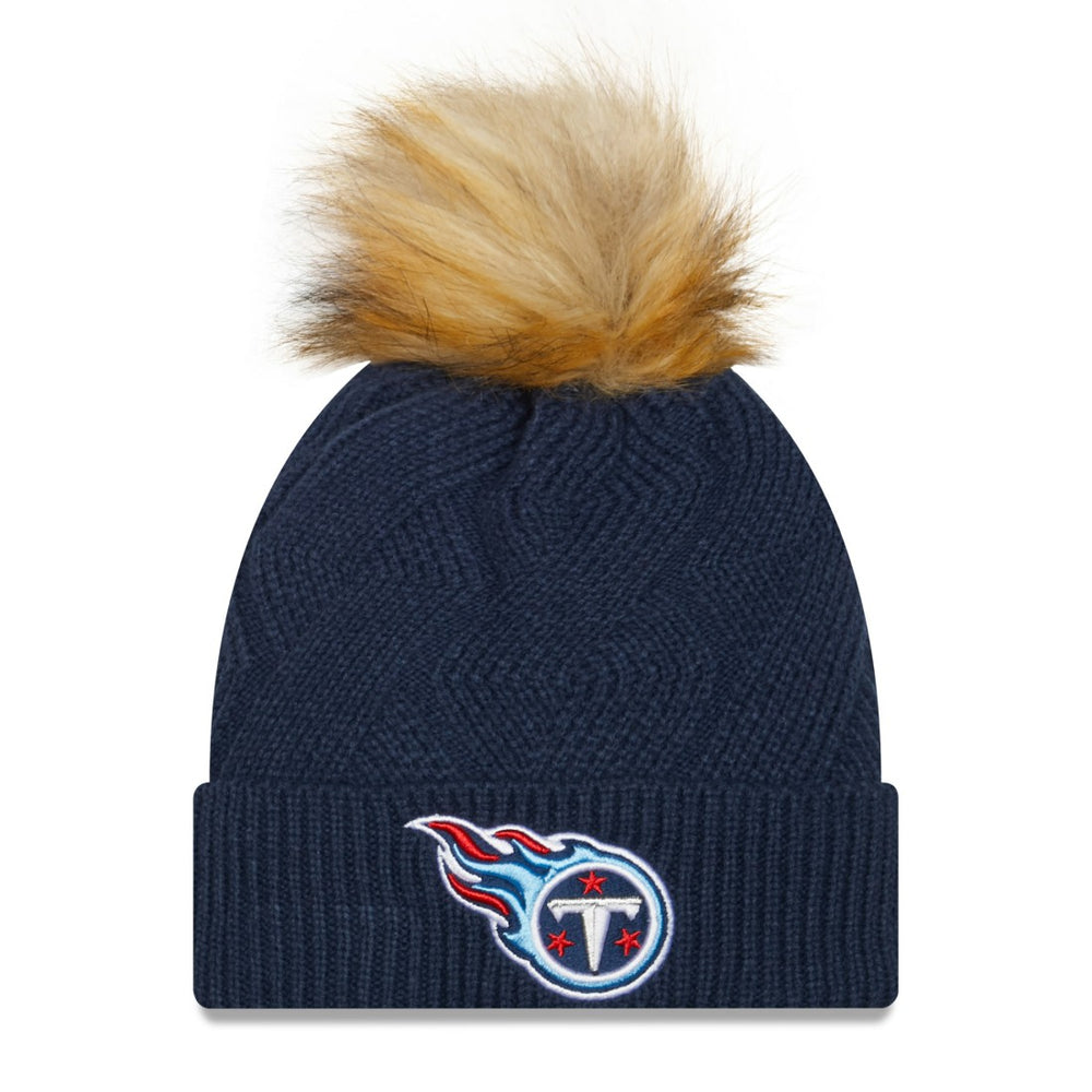 Tennessee Titans New Era Women's Snowy Cuffed Knit Hat with Pom Navy - NFL
