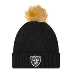 Las Vegas Raiders New Era Women's Snowy Cuffed Knit Hat with Pom Black - NFL