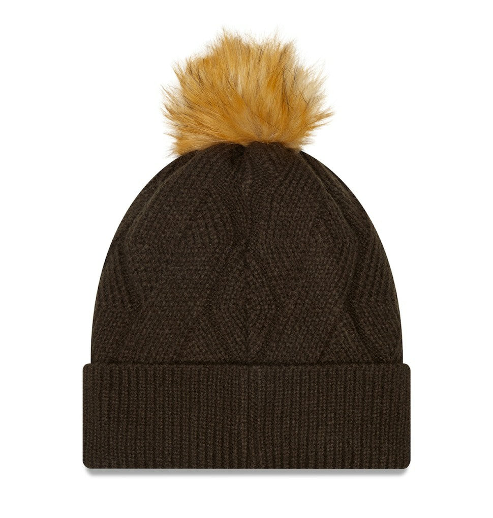 Cleveland Browns New Era Women's Snowy Cuffed Knit Hat with Pom Brown - NFL