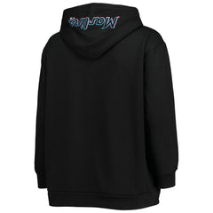 Miami Marlins Women's Plus Size Lace-Up V-Neck Pullover Hoodie Clearance