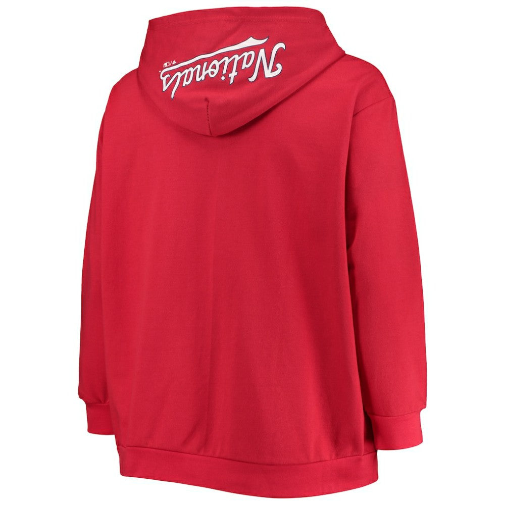 Washington Nationals Women's Plus Size Lace-Up V-Neck Pullover Hoodie On Sale