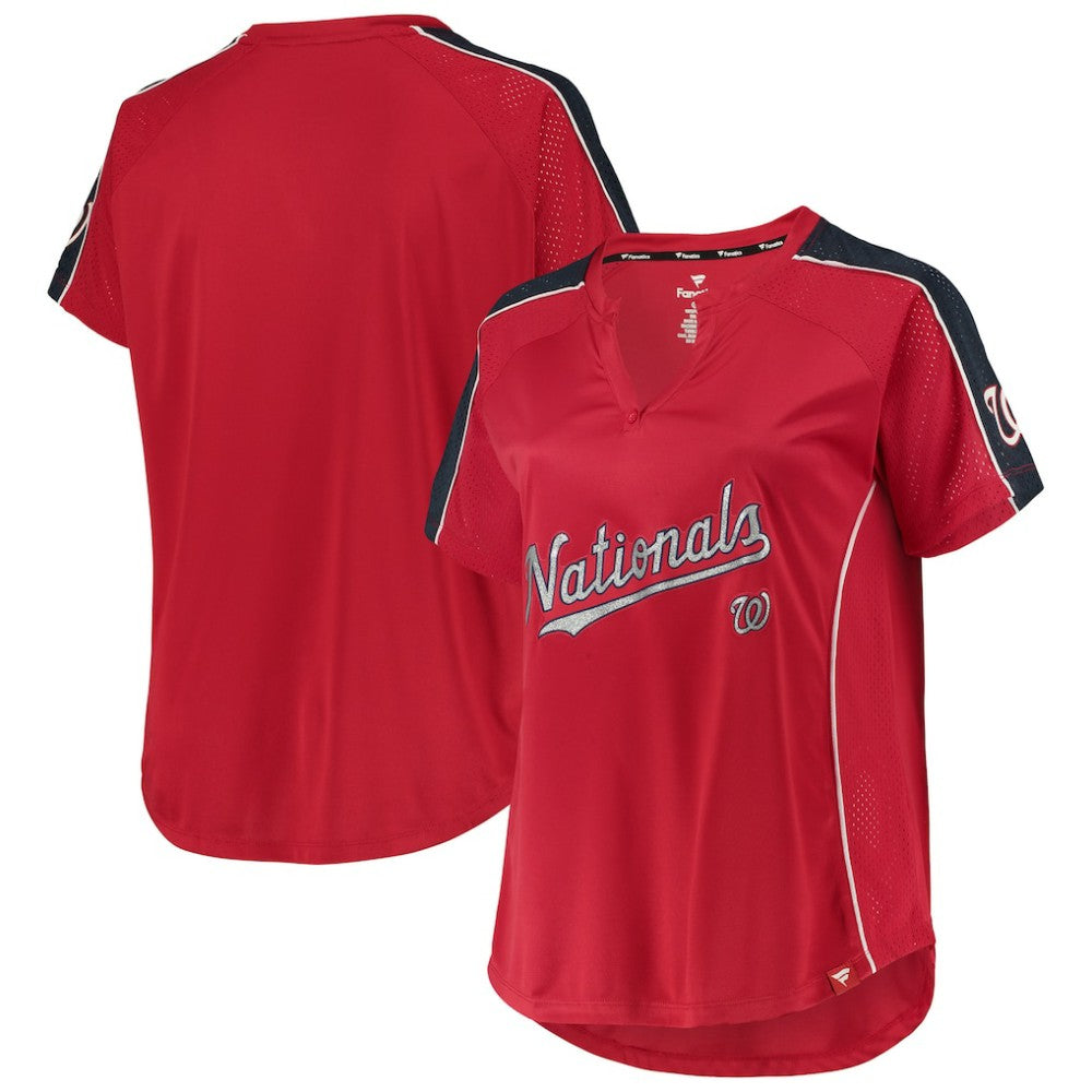 Washington Nationals Women's Plus Size Diva Notch Neck Raglan T-Shirt Lifestyle