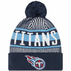 Tennessee Titans New Era Striped Cuffed Knit Hat with Pom Navy - NFL