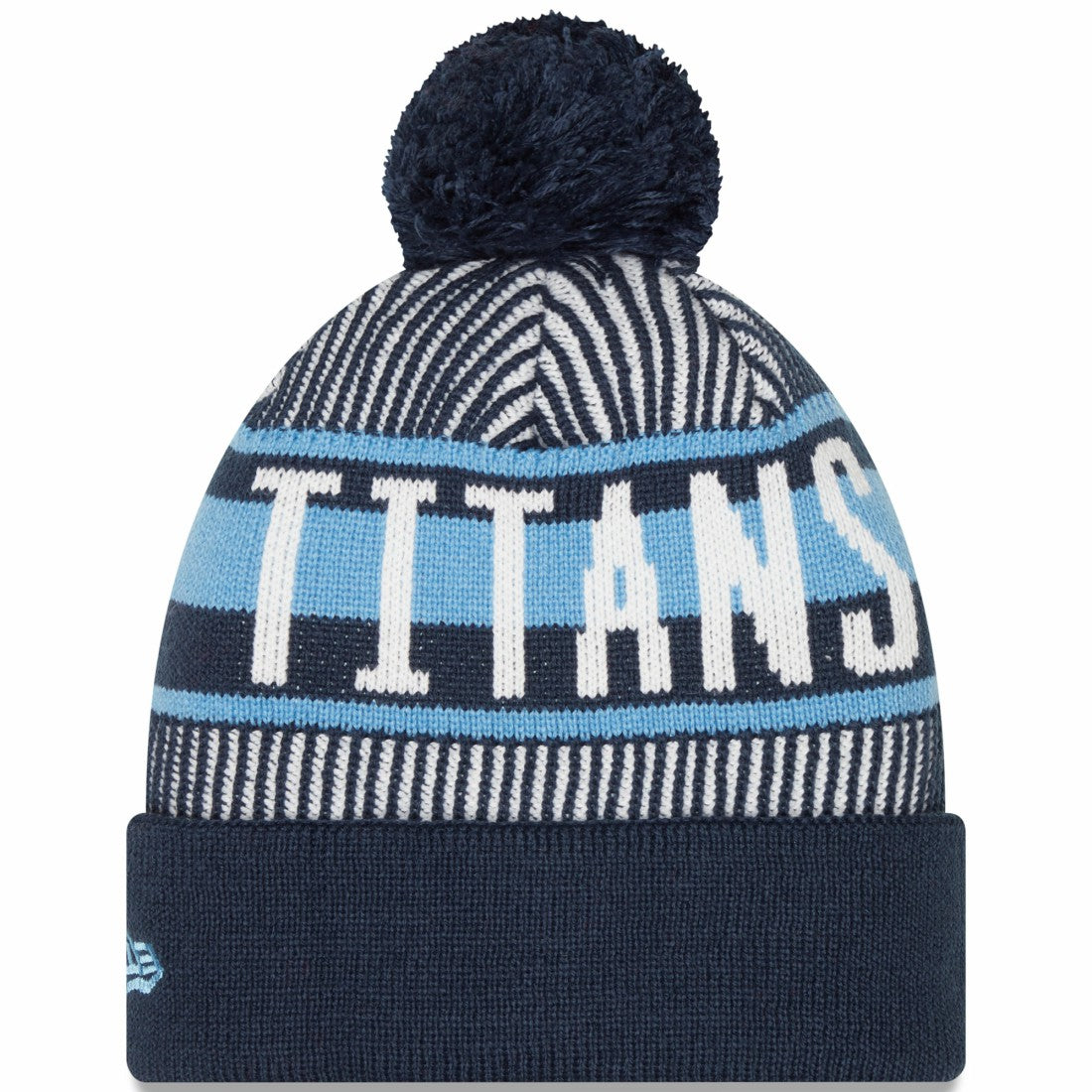 Tennessee Titans New Era Striped Cuffed Knit Hat with Pom Navy - NFL