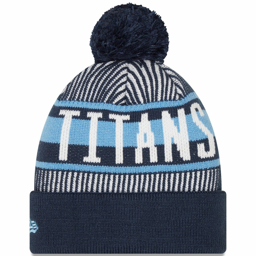 Tennessee Titans New Era Striped Cuffed Knit Hat with Pom Navy - NFL
