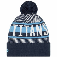Tennessee Titans New Era Striped Cuffed Knit Hat with Pom Navy - NFL