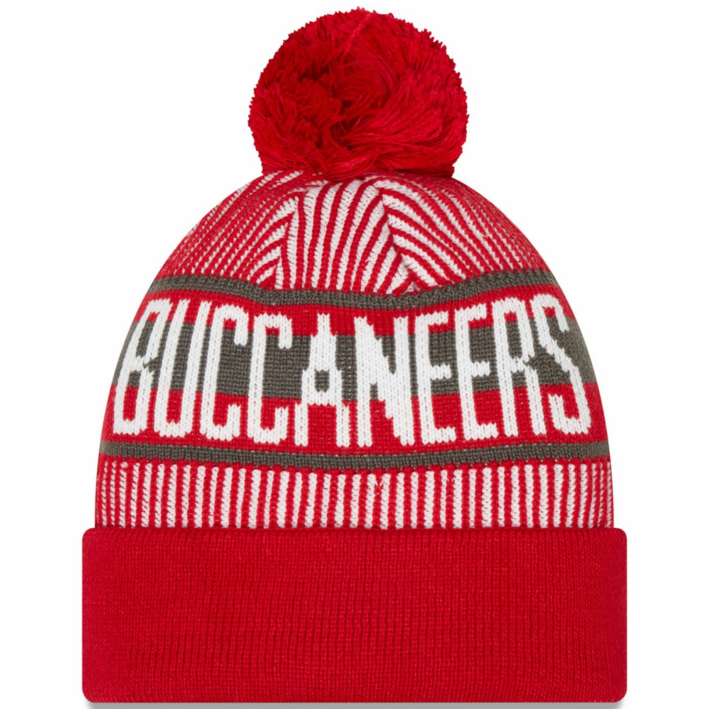 Tampa Bay Buccaneers New Era Striped Cuffed Knit Hat with Pom Red - NFL