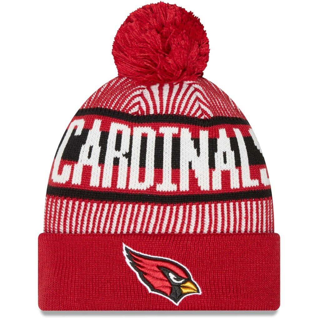 Arizona Cardinals New Era Striped Cuffed Knit Hat with Pom Cardinal - NFL