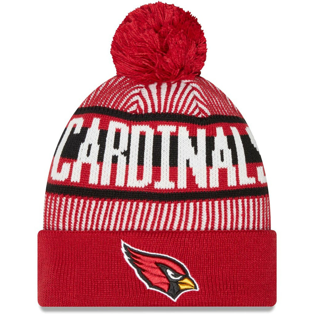 Arizona Cardinals New Era Striped Cuffed Knit Hat with Pom Cardinal - NFL