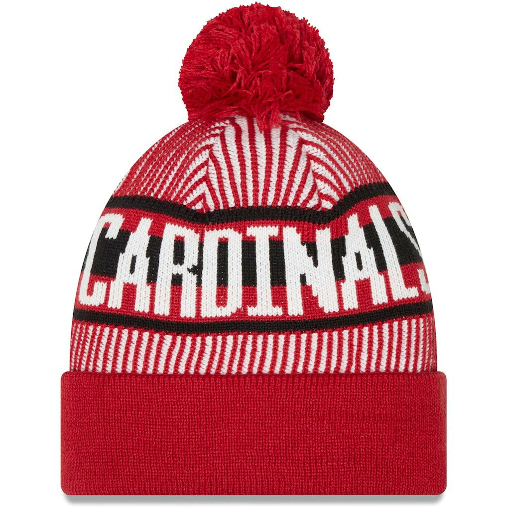 Arizona Cardinals New Era Striped Cuffed Knit Hat with Pom Cardinal - NFL