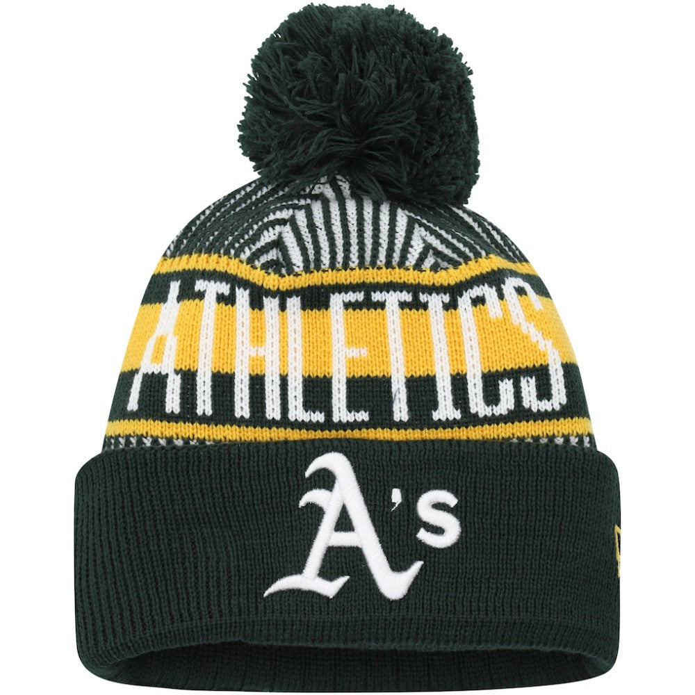 Athletics New Era Youth Striped Cuffed Knit Hat with Pom Lifestyle