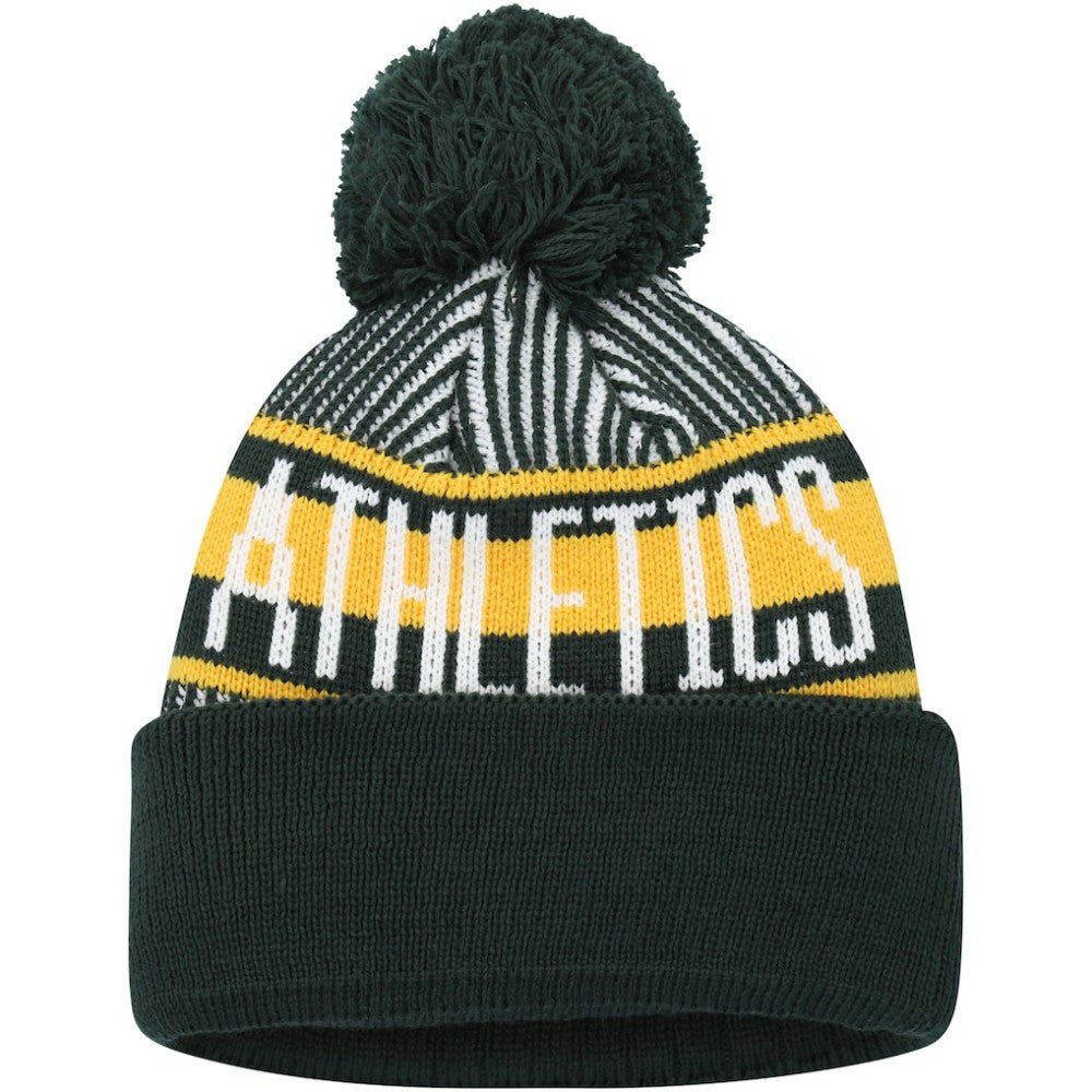 Athletics New Era Youth Striped Cuffed Knit Hat with Pom Lifestyle
