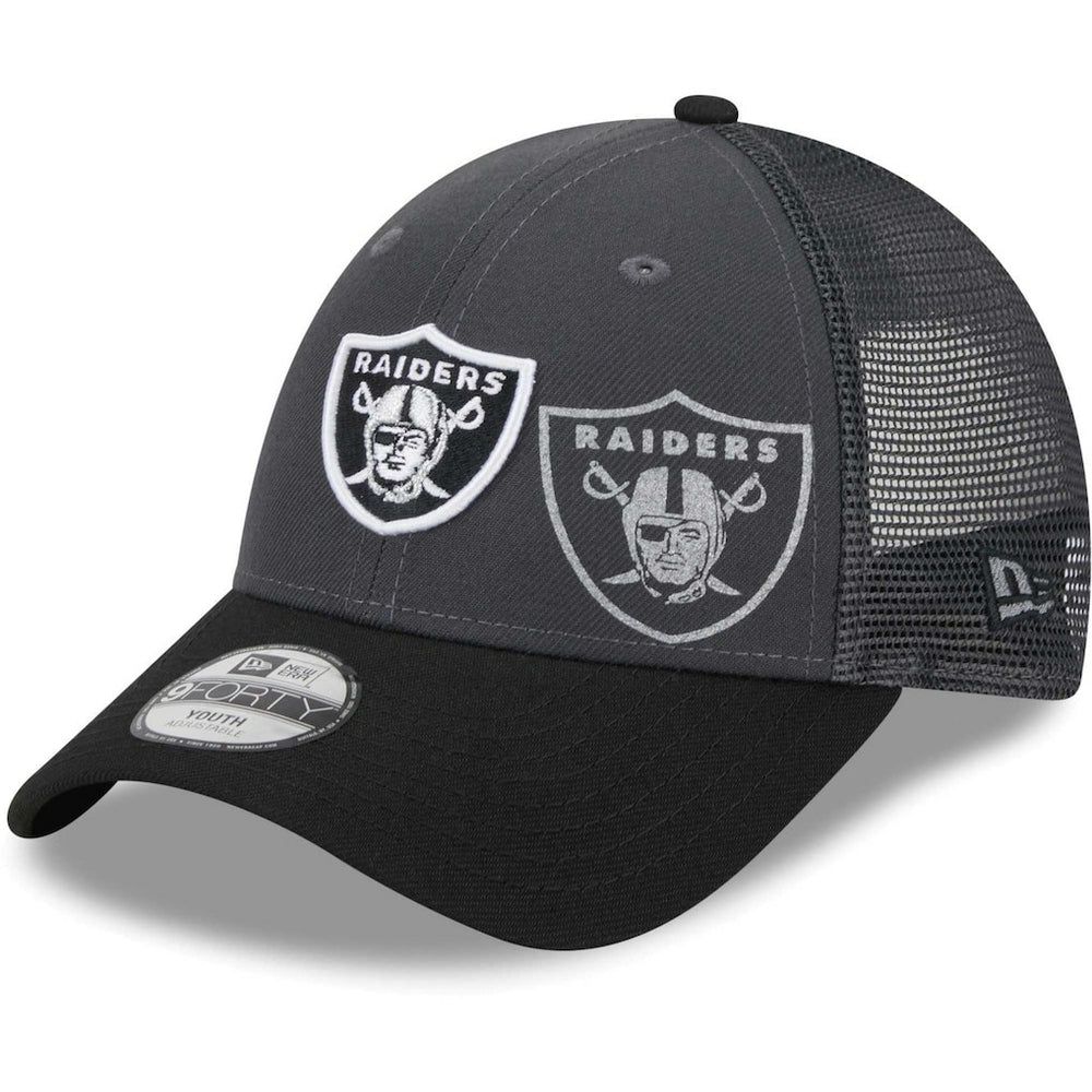 Las Vegas Raiders New Era Youth Reflect 9FORTY Adjustable Hat Graphite - NFL