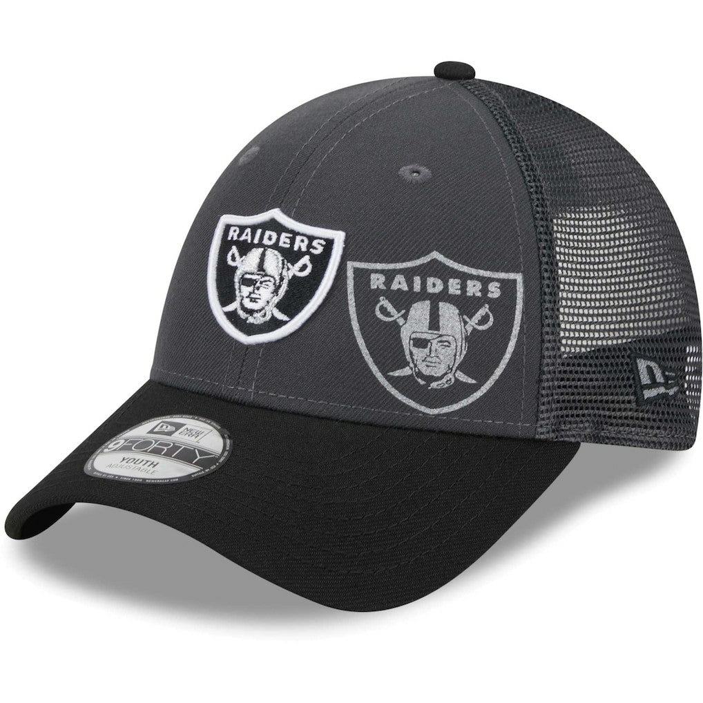Las Vegas Raiders New Era Youth Reflect 9FORTY Adjustable Hat Graphite - NFL