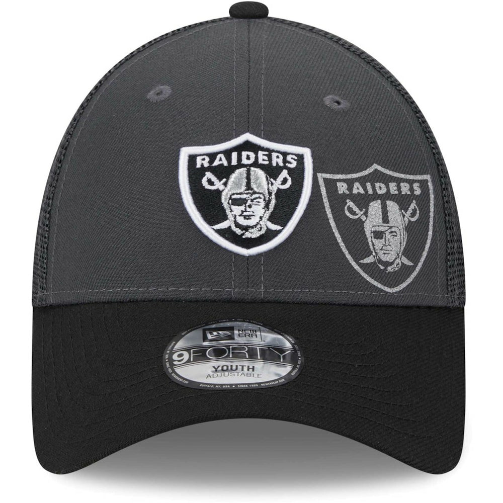 Las Vegas Raiders New Era Youth Reflect 9FORTY Adjustable Hat Graphite - NFL