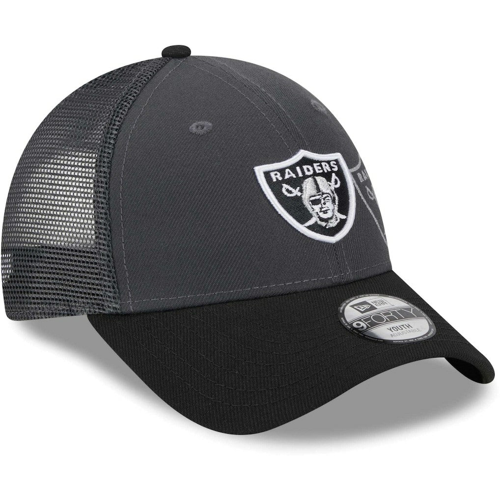 Las Vegas Raiders New Era Youth Reflect 9FORTY Adjustable Hat Graphite - NFL