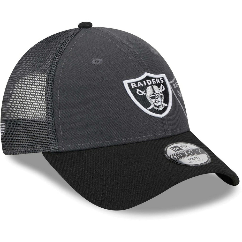 Las Vegas Raiders New Era Youth Reflect 9FORTY Adjustable Hat Graphite - NFL