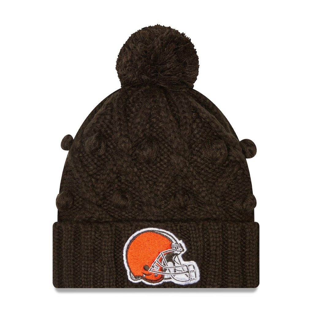 Cleveland Browns New Era Girls Youth Toasty Cuffed Knit Hat with Pom Brown - NFL