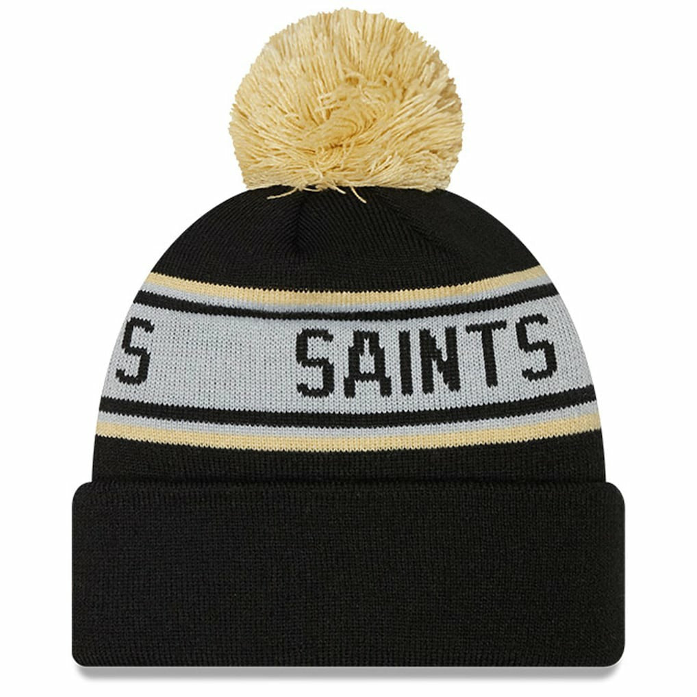 New Orleans Saints New Era Youth Repeat Cuffed Knit Hat with Pom Black - NFL