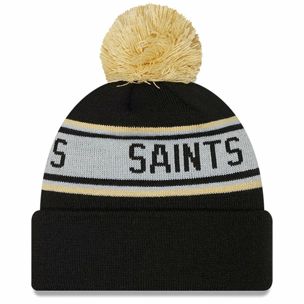 New Orleans Saints New Era Youth Repeat Cuffed Knit Hat with Pom Black - NFL