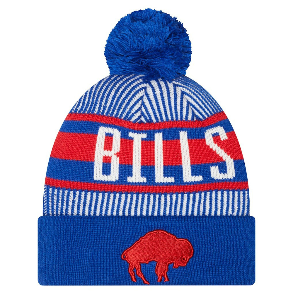 Buffalo Bills New Era Youth Striped Historic Cuffed Knit Hat with Pom Royal - NFL