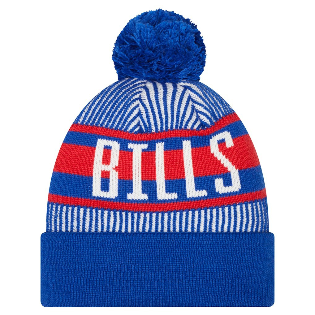 Buffalo Bills New Era Youth Striped Historic Cuffed Knit Hat with Pom Royal - NFL