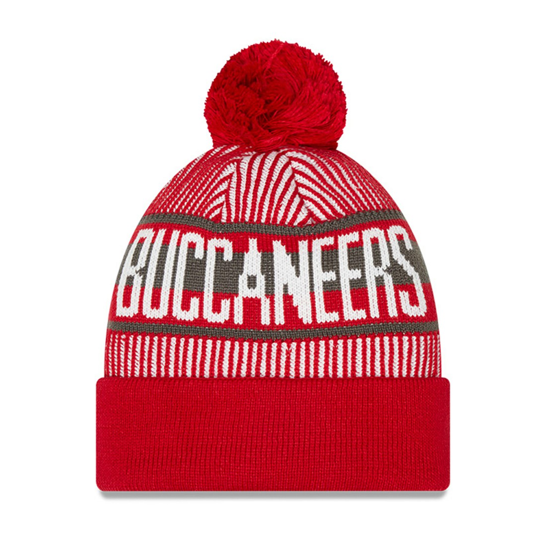 Tampa Bay Buccaneers New Era Youth Striped Cuffed Knit Hat with Pom Red - NFL