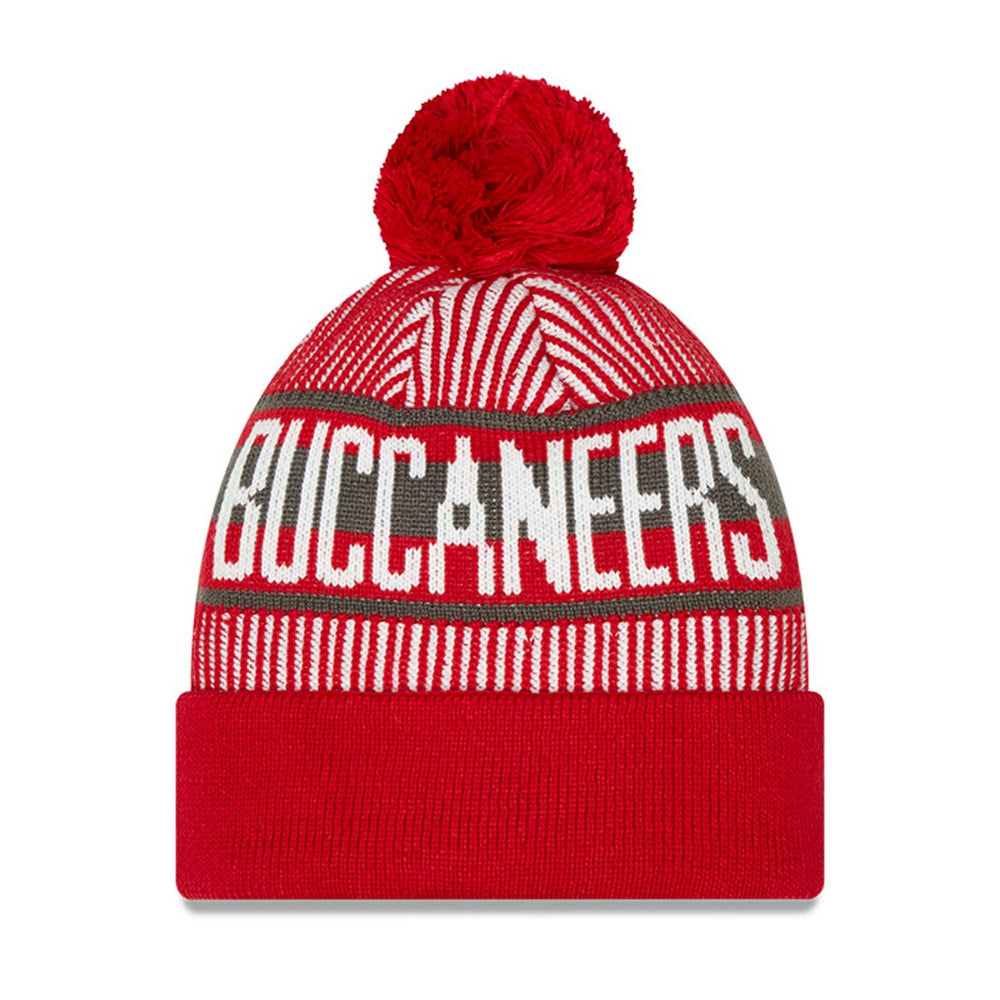 Tampa Bay Buccaneers New Era Youth Striped Cuffed Knit Hat with Pom Red - NFL