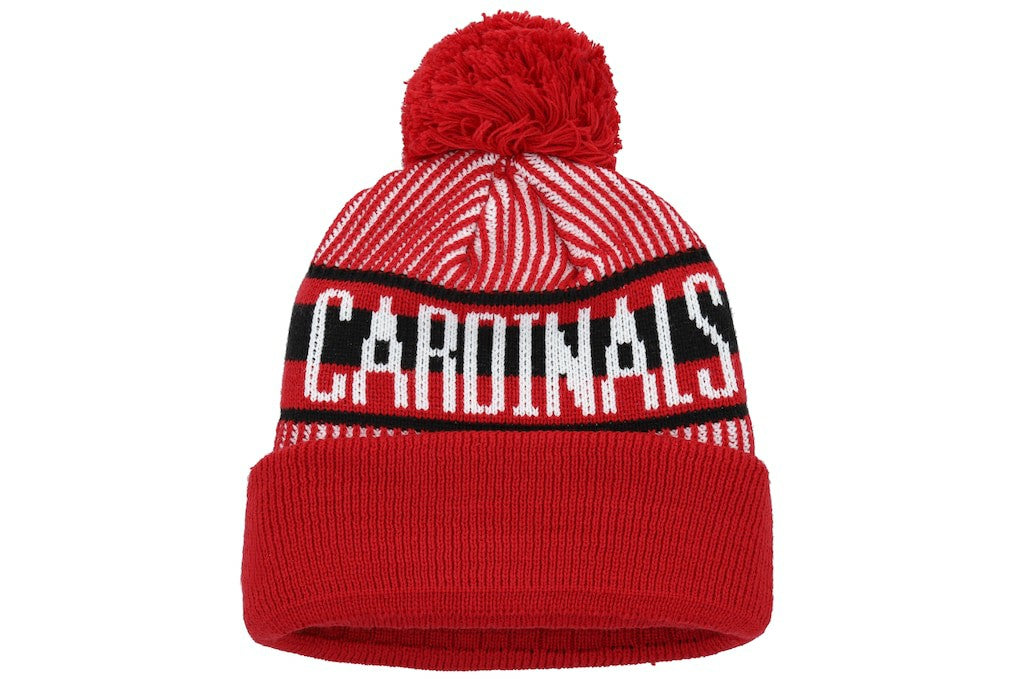 Arizona Cardinals New Era Youth Striped Cuffed Knit Hat with Pom Cardinal - NFL