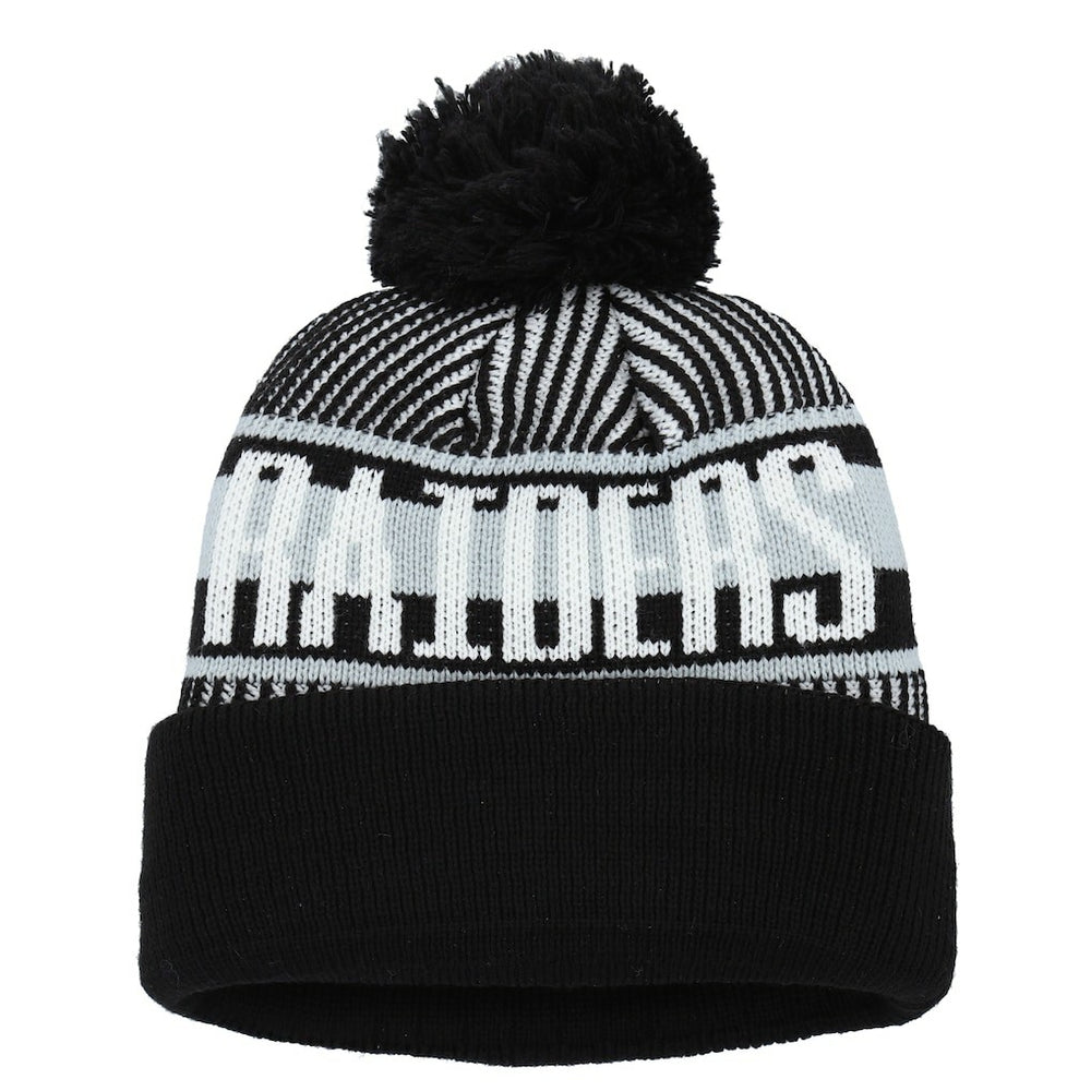 Las Vegas Raiders New Era Youth Striped Cuffed Knit Hat with Pom Black - NFL