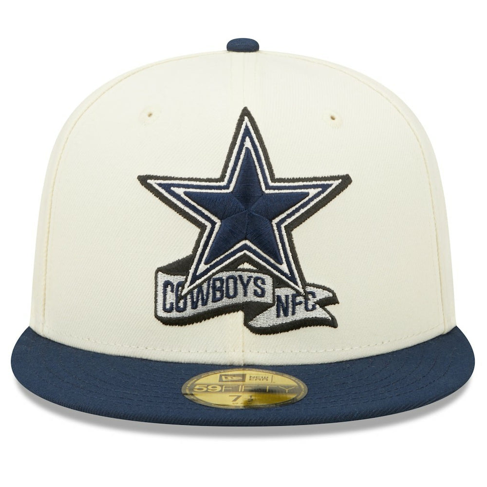 Dallas Cowboys New Era 2022 Sideline 59FIFTY Fitted Hat Cream/Navy - NFL