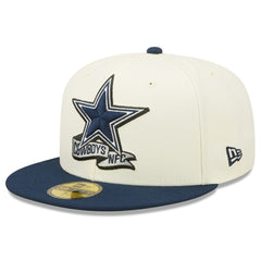 Dallas Cowboys New Era 2022 Sideline 59FIFTY Fitted Hat Cream/Navy - NFL