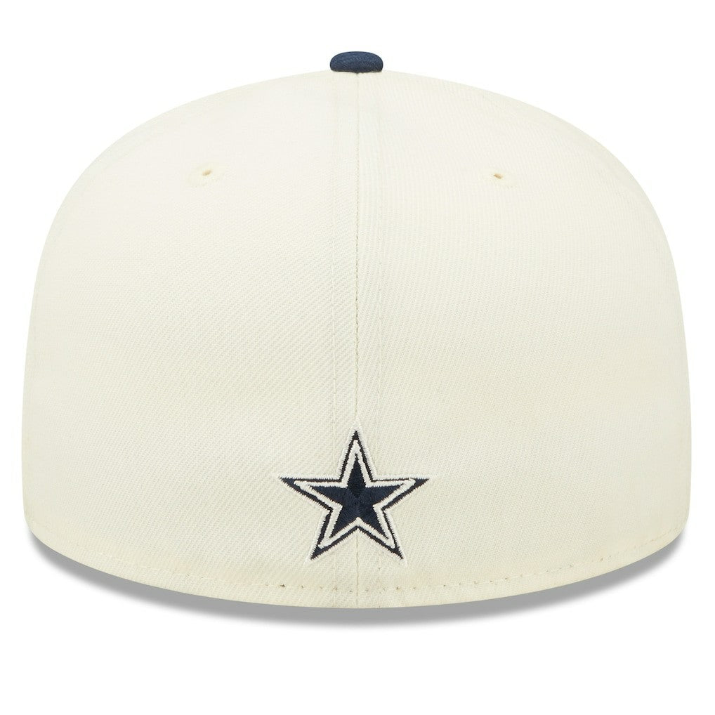 Dallas Cowboys New Era 2022 Sideline 59FIFTY Fitted Hat Cream/Navy - NFL