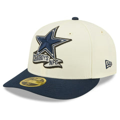 Dallas Cowboys New Era 2022 Sideline Low Profile 59FIFTY Fitted Hat Cream/Navy - NFL