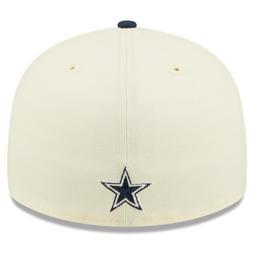 Dallas Cowboys New Era 2022 Sideline Low Profile 59FIFTY Fitted Hat Cream/Navy - NFL