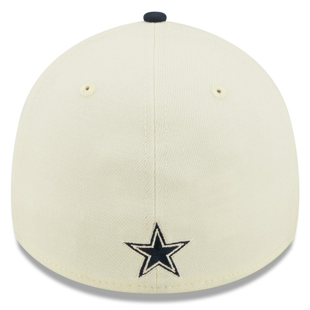 Dallas Cowboys New Era 2022 Sideline 39THIRTY 2-Tone Flex Hat Cream/Navy - NFL